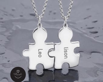 Personalized Puzzle Necklace Set for Couples