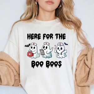 Comfort Colors® Halloween Nurse Shirt, Funny Halloween Nurse T-Shirt, Nurse Halloween gift, spooky nurse shirt, cute nurse ghost T shirt