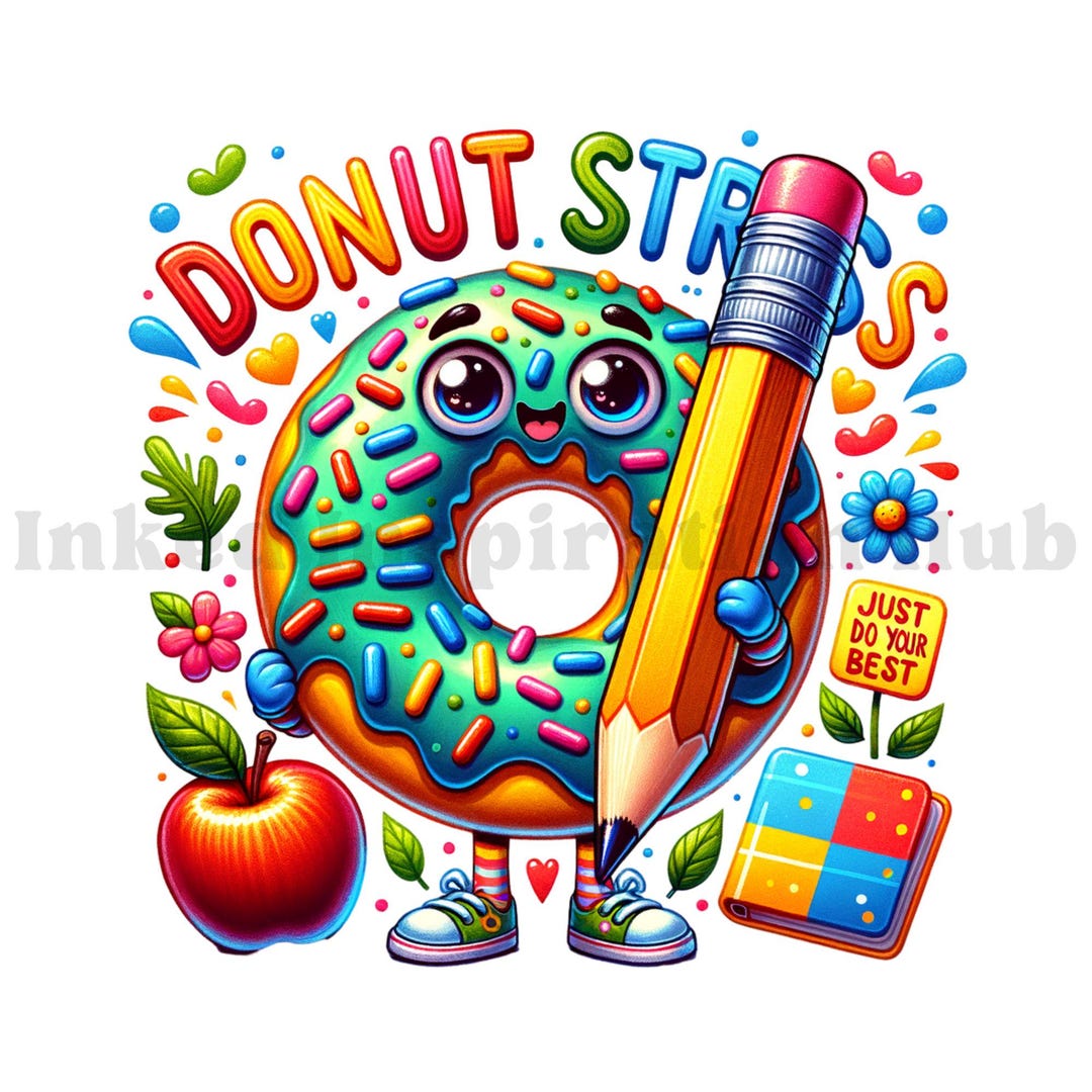 Donut Stress Just Do Your Best PNG School Teacher Design Positive ...