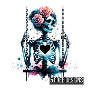 Zwart hart skelet vrouw PNG Love Never Dies sublimatie ontwerp trendy moeder T-shirt mok poster png Instant Download
