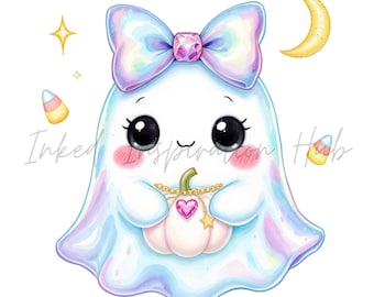 Fantôme irisé PNG Clipart pastel citrouille d'Halloween