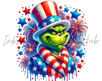 Patriotic Fourth Of July PNG American Flag Watercolor Sublimation Design Instant Download