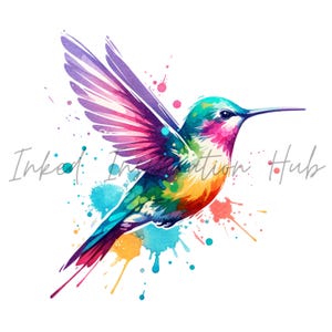 Clipart digital de beija-flor para scrapbook em aquarela, arte para pôster, impressão e sublimação.