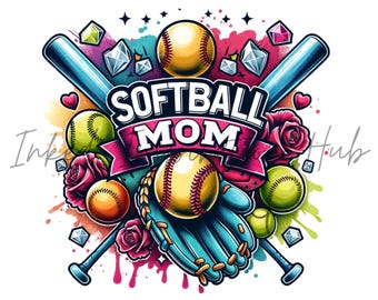 Softball Mom Shirt PNG Softball Glove Clipart Pink Softball Graphic Softball Shirt Gift Idea Trendy Sport Shirt Instant Download