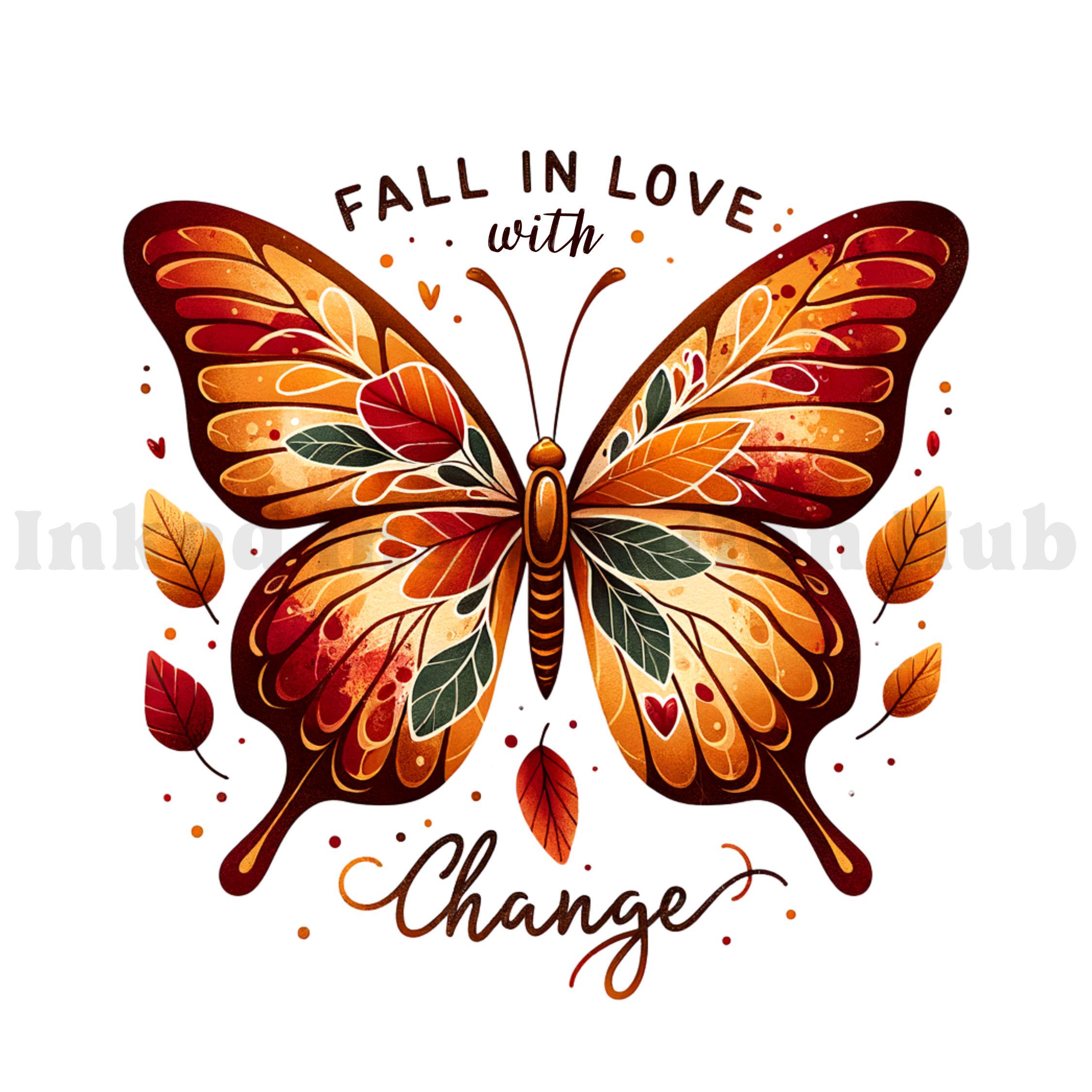 Fall Butterfly PNG, Autumn Leaves Sublimation Design (digital Download ...