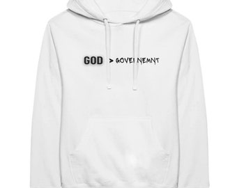 DIEU SUR LE GOUVERNEMENT Sweat à capuche unisexe haut de gamme | Sweat à capuche Faith Based Statement | Vêtements chrétiens | Sweat à capuche unisexe haut de gamme