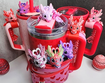 Valentine’s Light Heart Dragon Magnet Charm for Stanley Brumate Hydrojug Tumblers | 13 Design Options | FREE Boot | Custom Colors Available