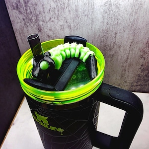 Boney Snake Skeleton Stanley Straw Topper – Glow-in-the-Dark Halloween Tumbler Accessory Charm | Fits 20oz 30oz 40oz Stanley Cups
