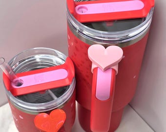 Holographic Heart Handle Charm for Stanley, HydroJug, Owala, Brumate & Hydroflask | 3D Printed Tumbler Charm | Sparkly Cup Accessory