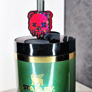 Melting Bear Straw Topper – 3D Printed Tumbler Accessory for 7–10mm Straws | Custom Colors | Cute Creepy Cup Charm