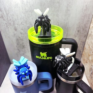 Cute Fae Spider Stanley Straw Cover – Flexible Body & Fairy Wings with Custom Colors and Glow-in-the-Dark Option | Tumbler Accessory Charms