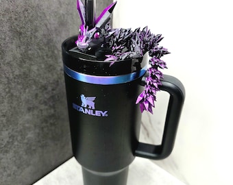 Crystal Dragon Straw Topper for Stanley Tumbler | Flexible Fantasy Cup Charm | Magical Drinkware Accessory Gift | Tumbler Accessories Charms