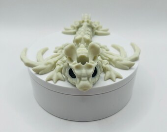 Flexible Dragon Skeleton Straw Topper for Stanley Tumbler | Articulated Fantasy Cup Charm | Poseable Dragon Accessory | Halloween Topper