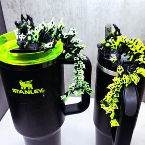 Spider Webbed Dragon Stanley Straw Topper – Custom Colors & Glow-in-the-Dark | Spooky Halloween Tumbler Accessory Charm 20oz 30oz 40oz