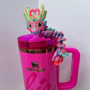 Light Heart Dragon Straw Topper for Stanley Tumbler | Mystical Fantasy Cup Charm | Cute Dragon Tumbler Accessory | Baby & Adult Options