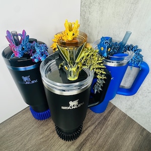 Fourth Wing Dragon Straw Toppers for Stanley | Tairn, Andarna, Sgaeyl | Flexible Cup Accessories | 20oz 30oz 40oz Fit | Tumbler Toppers