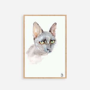 Original Watercolor Cat Painting,  Animal decor,