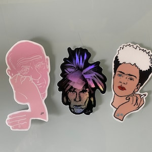 Artist Sticker, Picasso, Andy , Frida , water bottle stickers