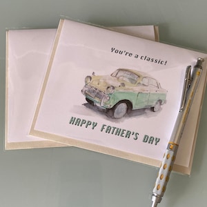Papas Klassiker in Aquarell, Vatertags-Grußkarte, Lustige Vatertagskarte, Aquarellmalereikarte, Oldtimerkarte