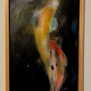 Original Koi Fish Painting, Japanese Koi Carp painting,