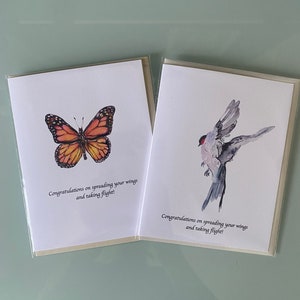Carte de fin d'études ! Carte de voeux, carte de félicitations, papillon monarque, carte aquarelle