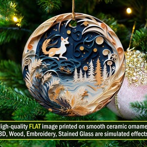 Winter Forest Fox Ornament: Personalized Holiday Decoration