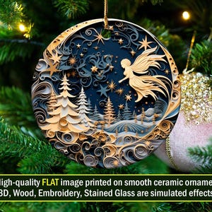 Christmas Tree Angel Ornament, Quilling Illusion Holiday Decoration, Festive Winter Scene, Unique Christmas Gift, Personalizable