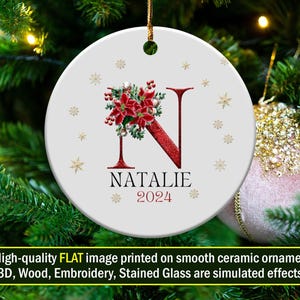 Personalized Christmas Ornament, Custom Name and Year Ornament, Holiday Decoration, Festive Home Decor, Unique Christmas Gift Idea