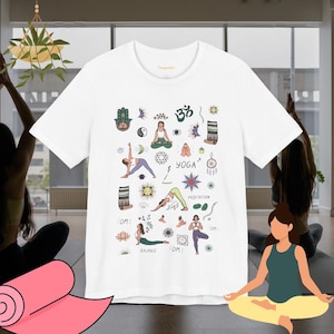 Flow with Grace Grafik-T-Shirt | Yoga Kleidung | Yoga Bekleidung | Yoga Top | Yoga Kleidung | Currykatur