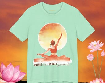 Yoga meditation soft cotton t-shirt, mindfulness yoga top, Zen inspired yoga  graphic tee,