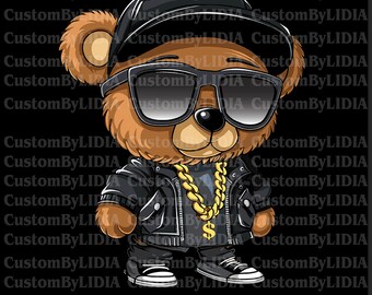 Hip Hop Teddy Bear love  money,  sublimation, digital download, png, eps