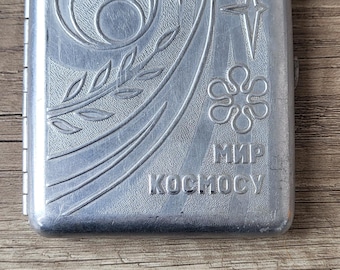 Vintage Zigarettenetui Peace to Space UDSSR SOWJET