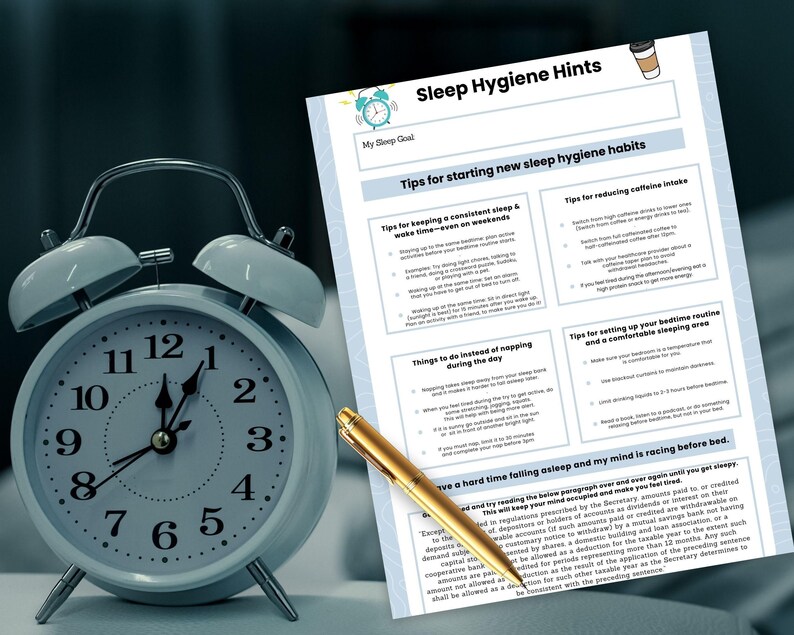 Sleep Hygiene Worksheet for Better Sleep | Insomnia Printable Self-help ...