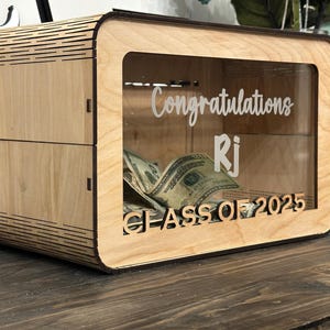 Personalized Graduation Money Box Custom Class of 2025 Gift for Grads Wooden Card Box with Name Grad Party Decoration Gift Holder Keepsake