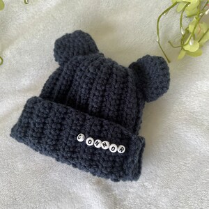 Personalized boy hat beanie for baby shower gift for new mom hat with bear ears knit hat crocheted hat for newborn personalized baby boy hat