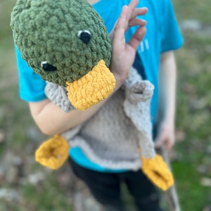 Duck baby lovey comfort blanket for woodland nursery hunting theme plush mallard duck for baby shower gift for baby boy handmade
