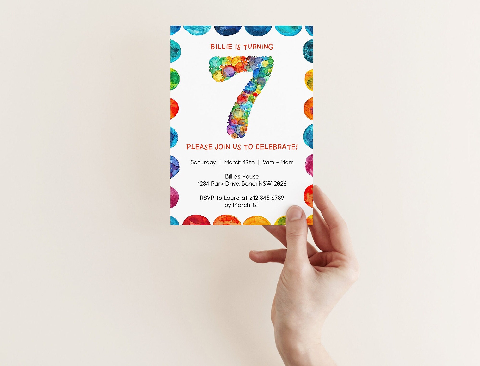 EDITABLE Seventh Birthday Invitation | Instant Digital Download ...