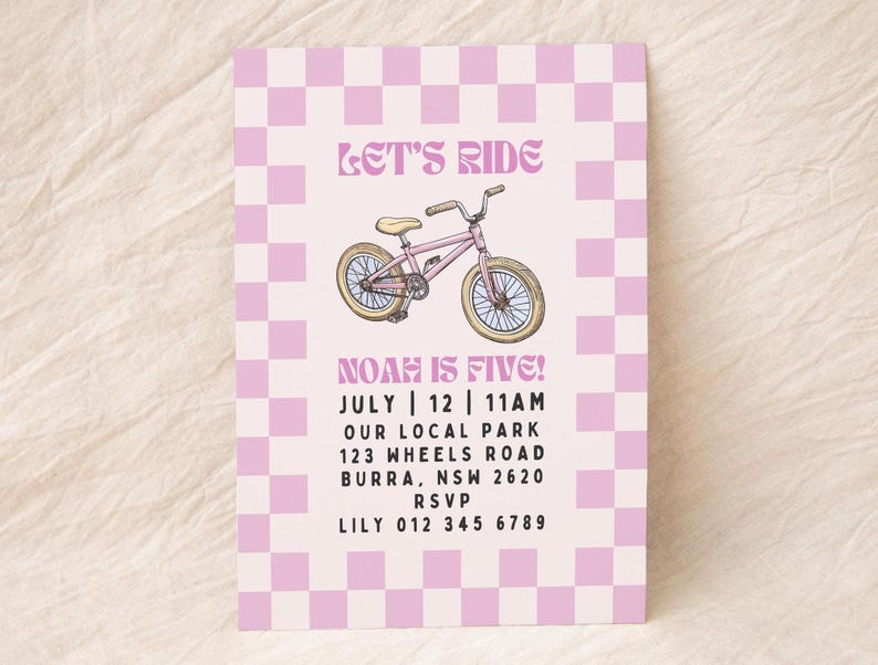Editable Bike Invitation | Kids Bicycle Birthday | Instant Digital ...