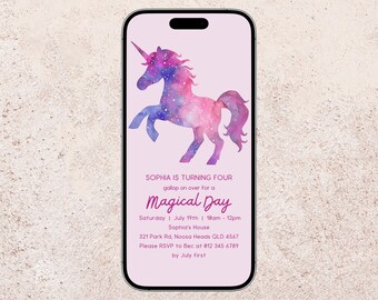 Invitación digital con globos editables / Descarga DIY / Invitación para teléfono móvil / Fiesta de cumpleaños infantil / Plantilla Canva / Género neutro / Invitación electrónica Evite