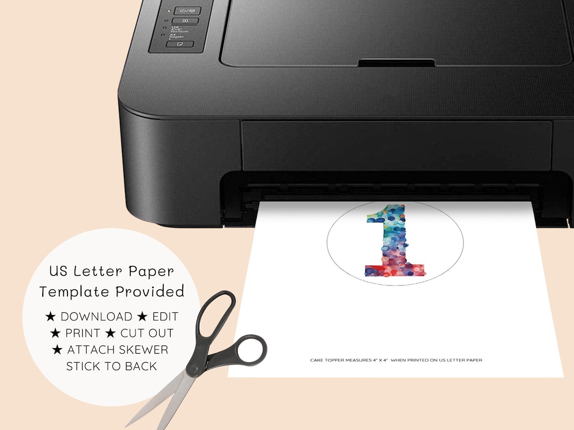 Printable Number 1 Cake Topper | Instant Digital Download | Children's ...