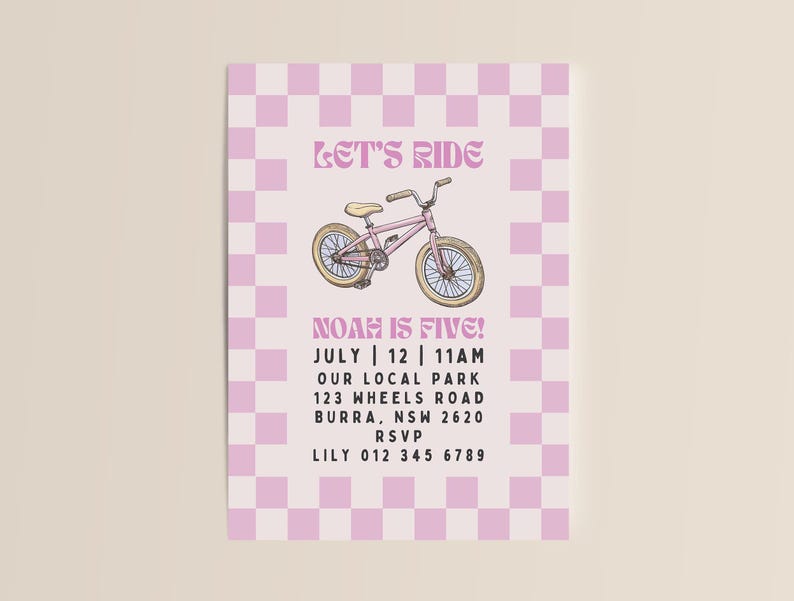 Editable Bike Invitation | Kids Bicycle Birthday | Instant Digital ...