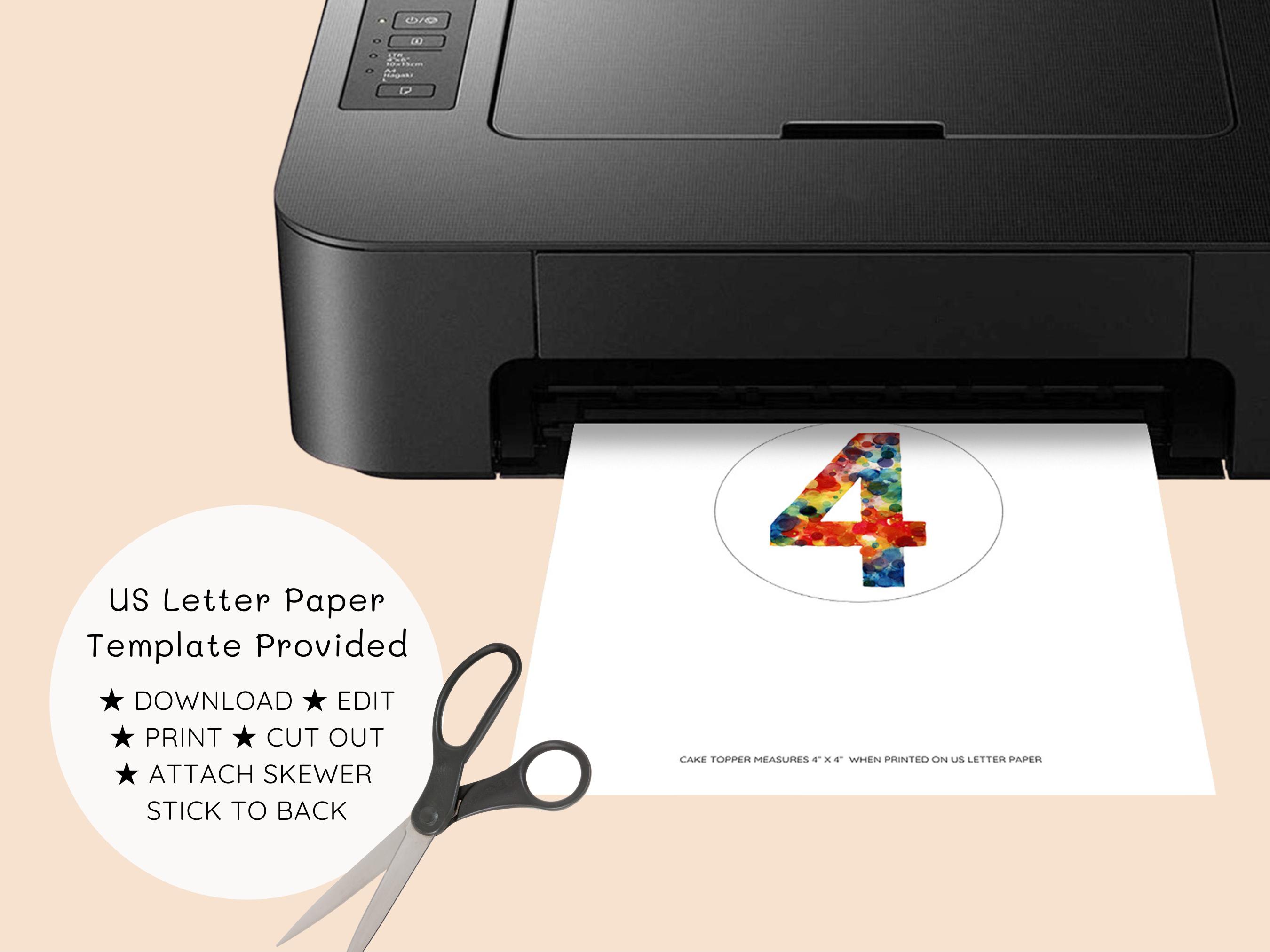 Printable Number Four Cake Topper Template | Instant Digital Download ...