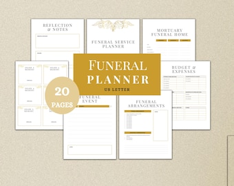 Planner per servizi funebri, download digitale stampabile, celebrazione della vita, opuscolo commemorativo di fine vita, elegante organizzatore funebre