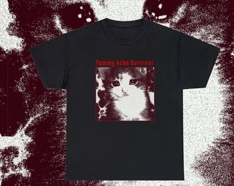 Cat Tummy Ache Survivor Shirt, funny meme cute cat tshirt joke