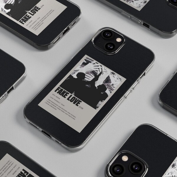 BTS Fake Love Phone Cases For iPhone 15 Pro 14 Pro Max 13 Samsung S S23 S22 Album Reception Phone Case Music Phone Case Clear