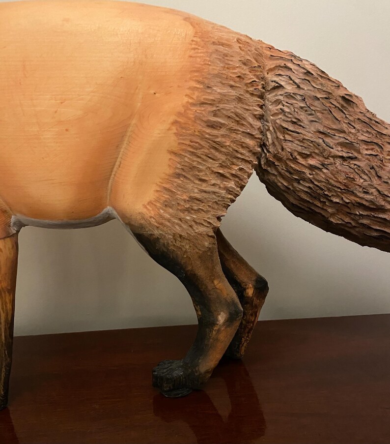 Red Fox Wood Carving Art Sculpture - Life-size and Realistic - Etsy