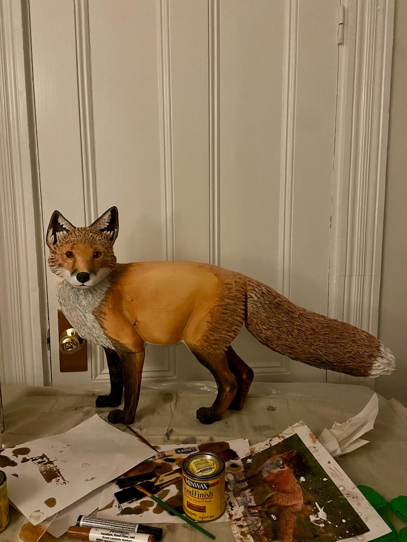Red Fox Wood Carving Art Sculpture - Life-size and Realistic - Etsy