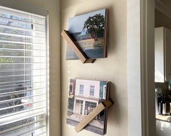 Set of 2 Handmade Wall Mounted Wooden Vinyl Record Display Floating Shelves, Free Shipping, Modern Farmhouse Music Shelf