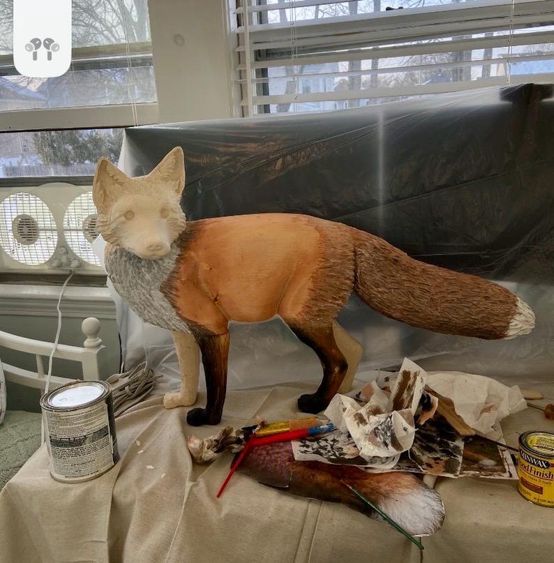 Red Fox Wood Carving Art Sculpture - Life-size and Realistic - Etsy
