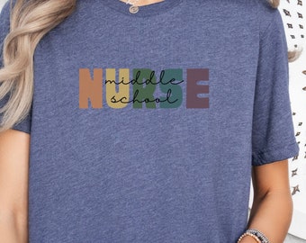 Camiseta de enfermeira do ensino fundamental, camiseta de enfermeira escolar, presente de enfermeira escolar, equipamento de enfermeira escolar, camiseta de enfermeira